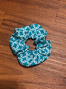 Blue with white squares scrunchie