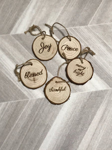 Engraved Wooden Ornament Set