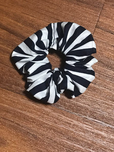 Navy and white stripes scrunchie