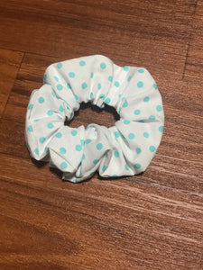 Blue polka dots scrunchie