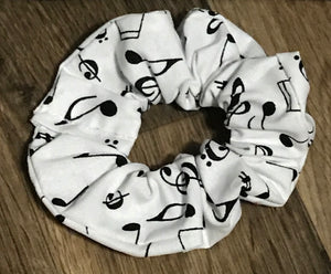 White music notes scrunchie